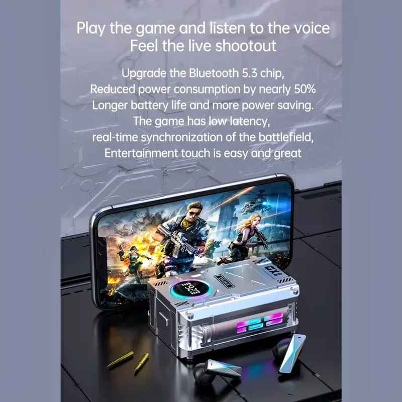 DAMIX DX-08 Gaming True Wireless Earbuds with RGB Charging Case - Image 5